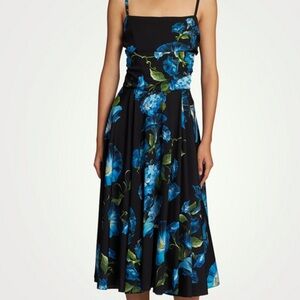Dolce and Gabbana Silk Charmeuse Midi Dress In Floral Print
